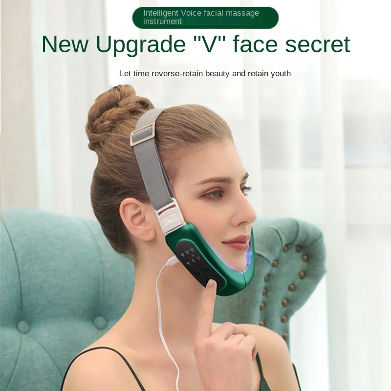 

Face Massager Micro-Current TENS Remote Control Hot Compress Face-Lifting V-Face Shaping Massage Reduce Double Chin