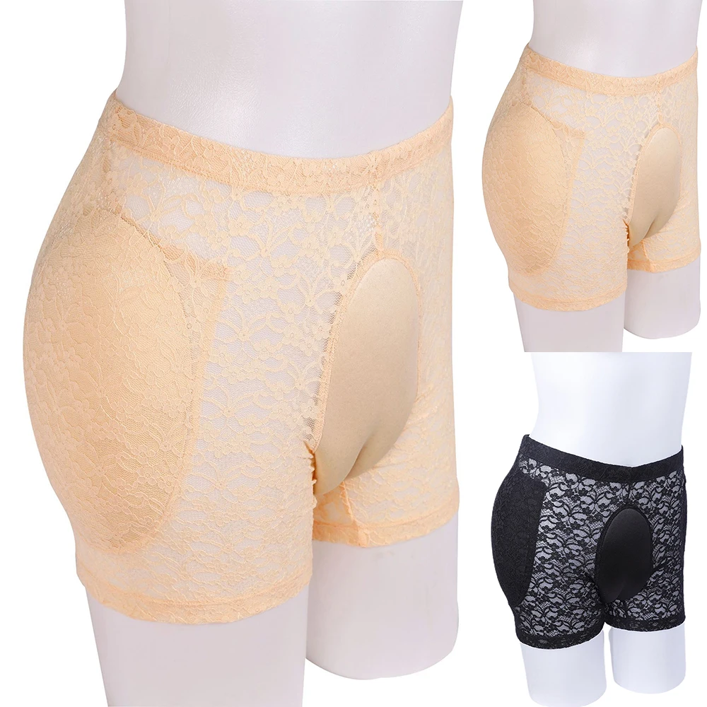 

Men Sissy Lace Shaping Briefs Hiding Gaff Underwear Corset Camel Toe Panties Crossdresser Transgender Shorts