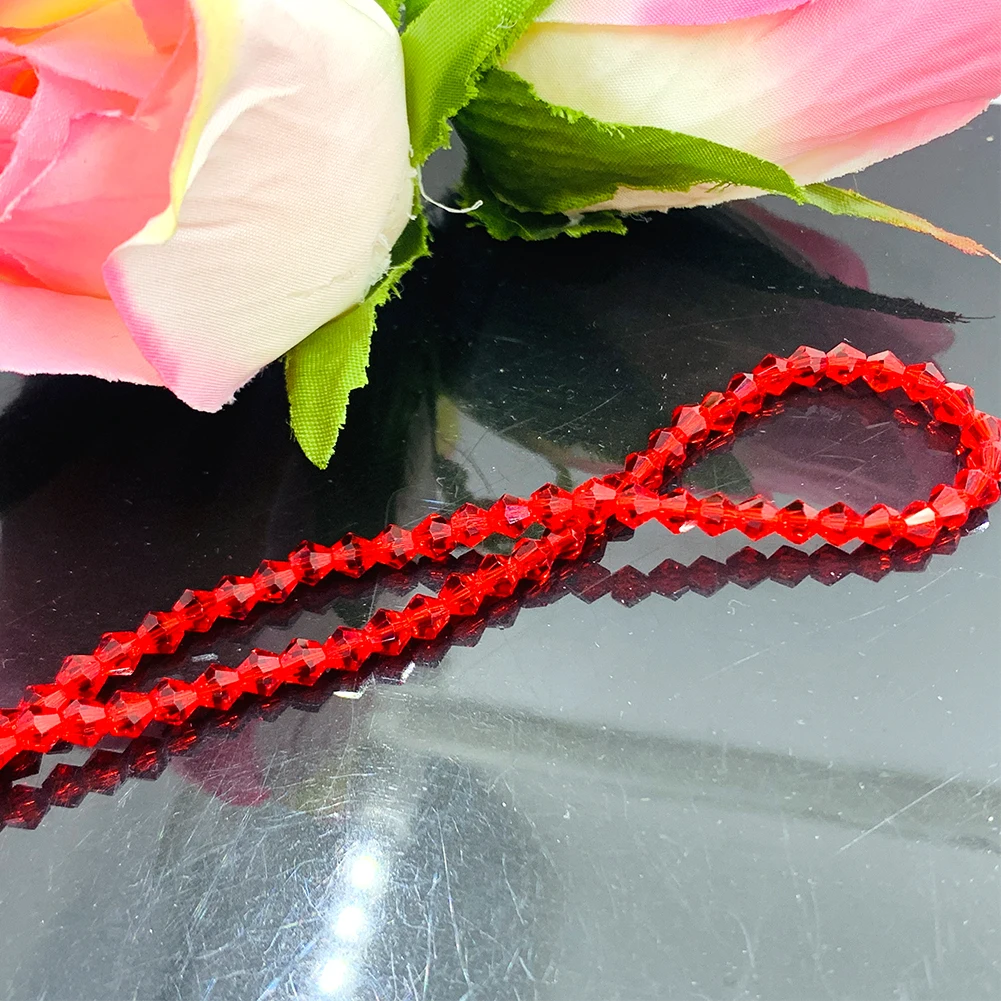 4mm 레드 bicone면 처리 크리스탈 유리 느슨한 스페이서 비즈 쥬얼리에 대한 많은 색상 DIY 팔찌 목걸이 만들기 도매