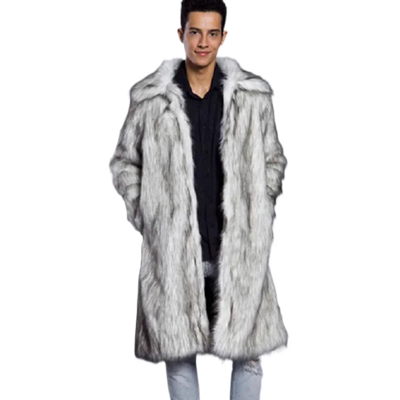 

Men's Winter Clothing Fur Coat Imitation Fox Fur Overcoat Large European and American Long Warm Casual Wool Windbreaker S-6XL