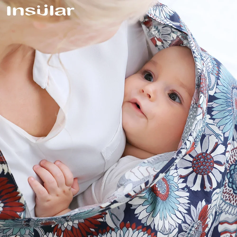 Insular Mother Outing Breastfeeding Towel Cotton Baby Feeding Nursing Covers Printed Anti-glare Nursing Cloth 100cm*70cm