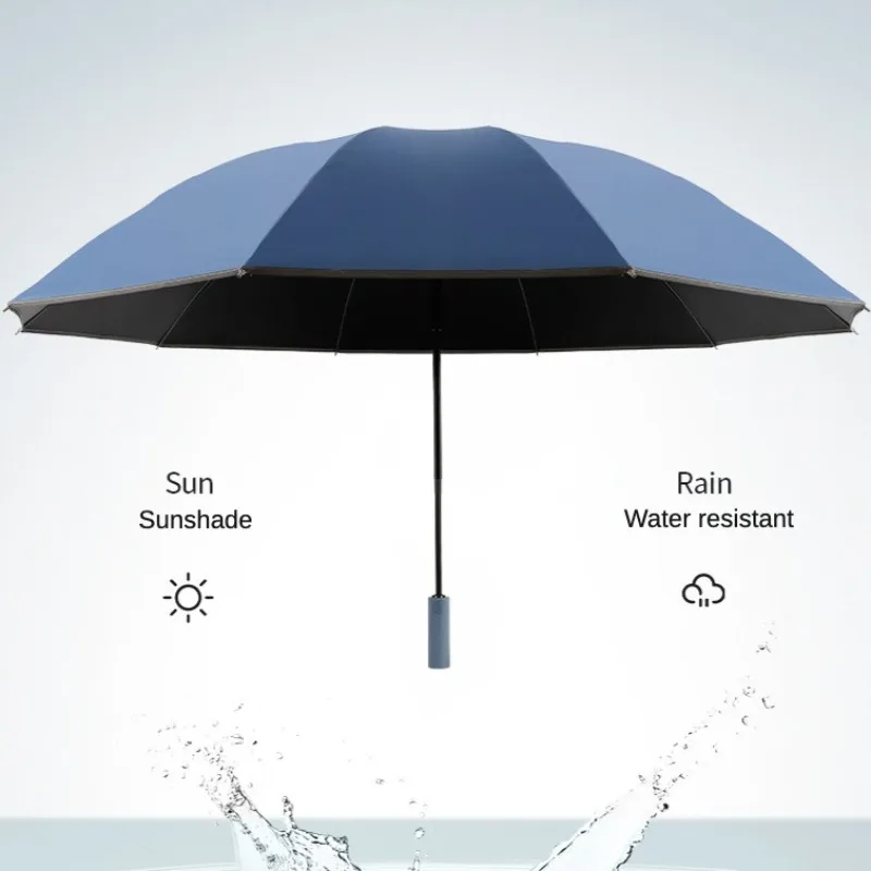 10K Double Bones Reverse Fully-Automatic Umbrella Men Women Large Windproof Reflective Stripe Umbrella Sunny and Rainy