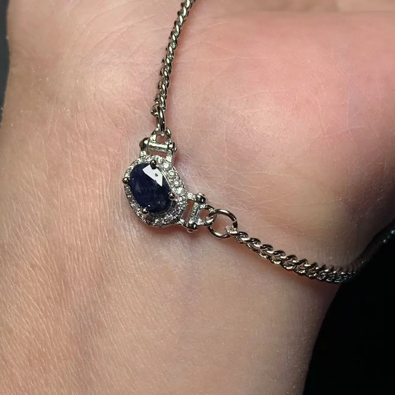 HEYYA STONE Oval Natural Sapphire Pendant Necklace For Women stainless steel Simple Fine Jewelry Gemstone Classic Style pendant necklace