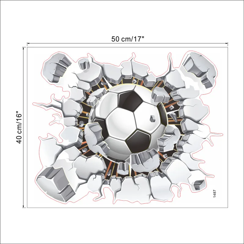 Description Picture 6 of item3D Broken Wall Football Wall Stickers Home Decoration For Boy Bedroom Decor Livingroom Self-adhesive Wallpaper Wallart Mural