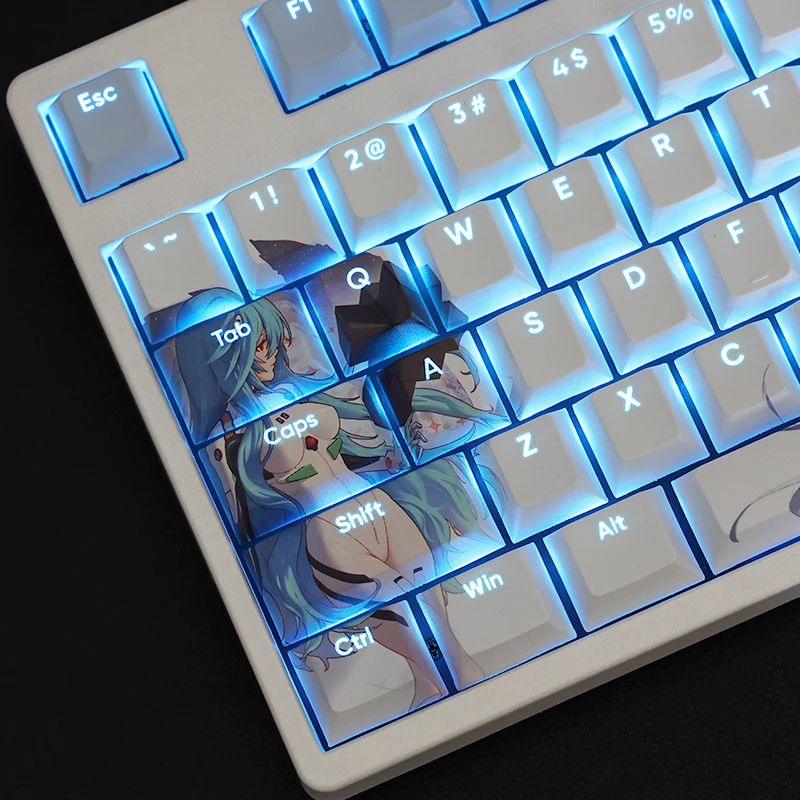 Design Personalizado Pbt Keycaps Tema Anime Eva Ayanami Rei Bonito Faça Você Mesmo Teclado Mecânico Interruptor mx 108 Chaves Set
