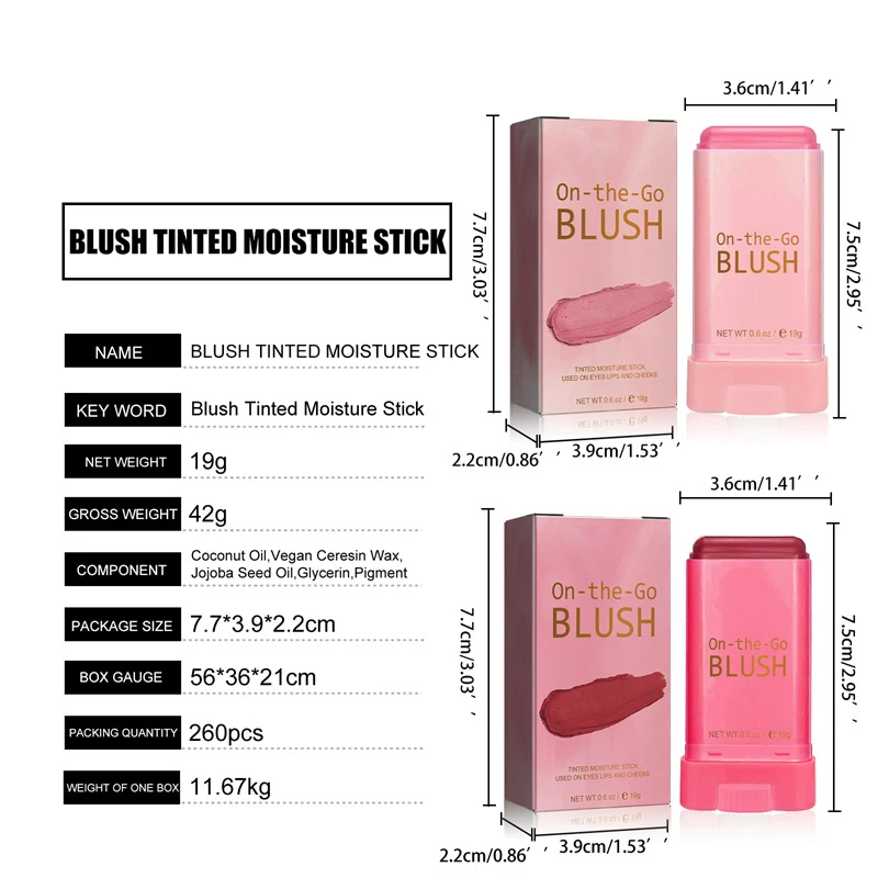 EELHOE Blush Stick Natural Cheek Face Rouge Blusher Cream Lasting High Color Rendering Brightening Skin Beauty Waterproof