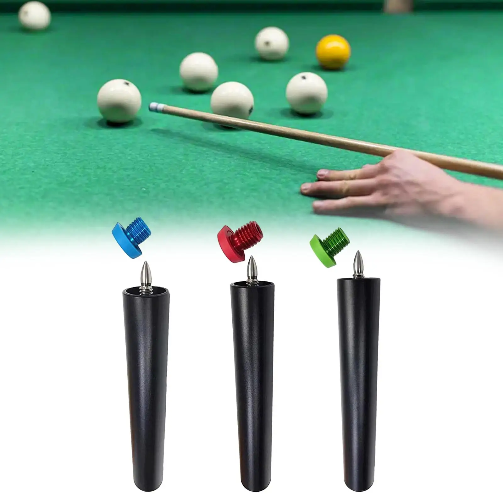 Pool Cue Extender Billiards Pool Cue Sticks Extension Portable with Bumper for Billiard Cues Enthusiast Adult Snooker Beginners