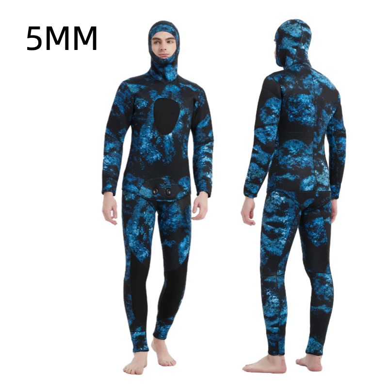 2022 New Camo Neoprene Scuba Diving 5mm Winter Warm Mens Hooded Two Piece  Snorkeling Spearfishing Wetsuit - Wetsuits - AliExpress
