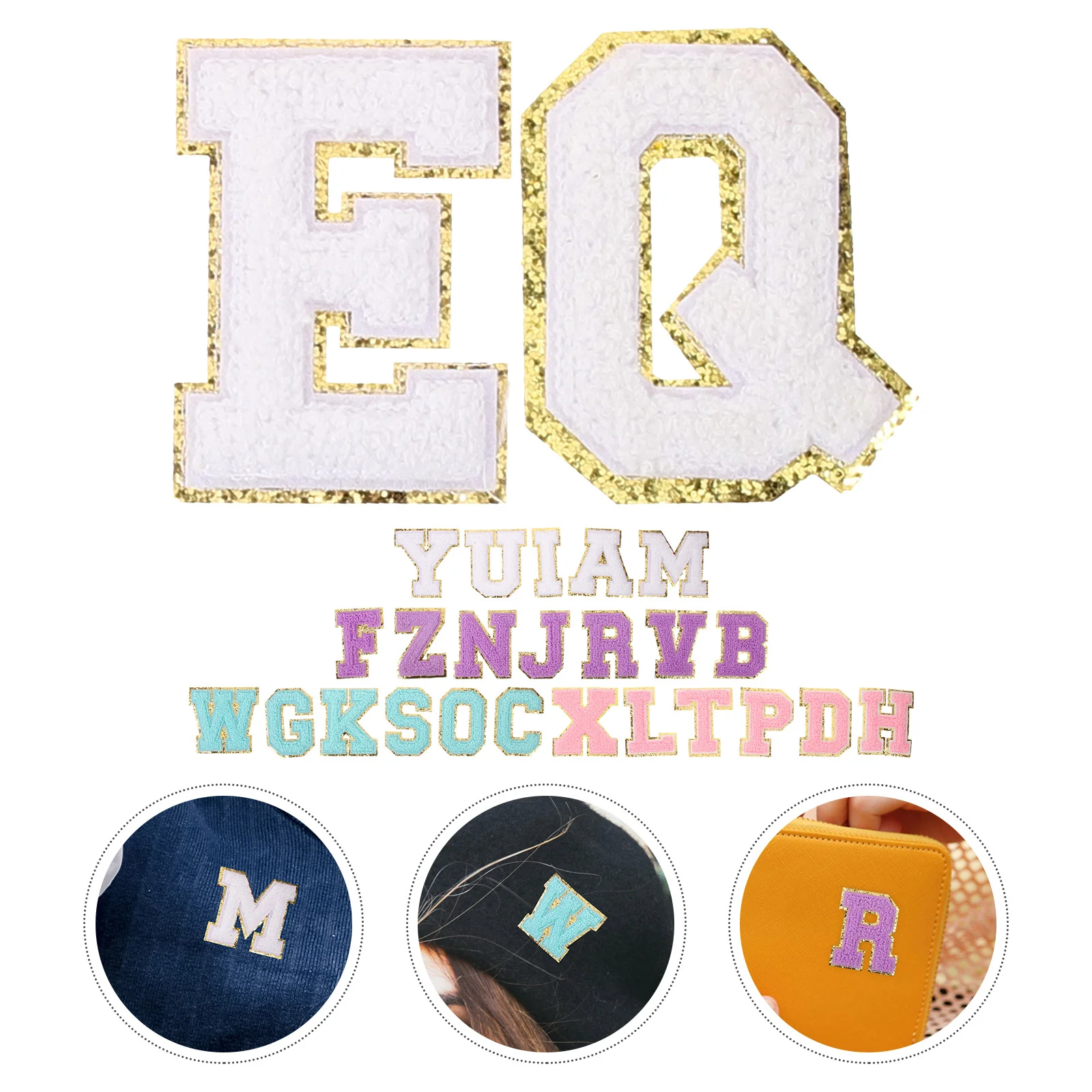 

26 Pcs Letter Cloth Sticker Small Iron Letters Patches DIY Chenille Large Applique for Fabric Embroidered