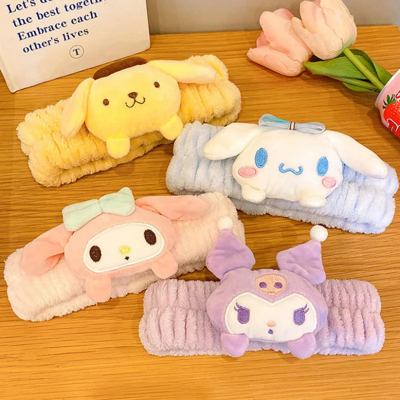 

Kawaii Sanrio Cartoon Kuromi Doll Face Wash Hair Band Wash Makeup Bouquet Hair Band Sweet and Cute Anti Slip Hair Band Headwear