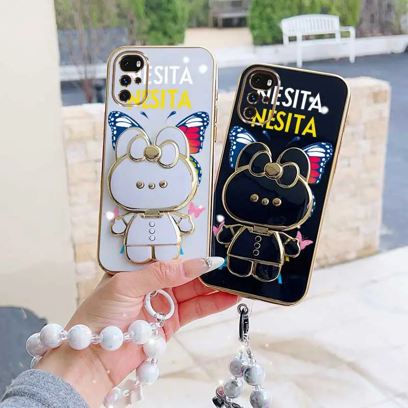Dancing Butterfly Phone Accessory Set - Case, Lanyard & Rabbit Stand