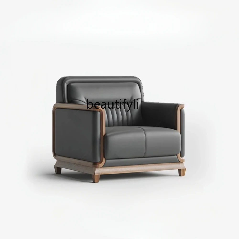 

Simple and Modern Coffee Table Combination Business Reception Room Leather Reception Office Sofa