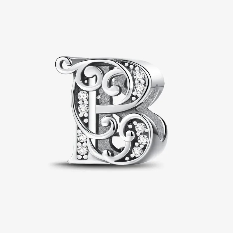 Elegant 925 Sterling Silver English Letter Charm Beads - High-Quality Fine Jewelry Gift