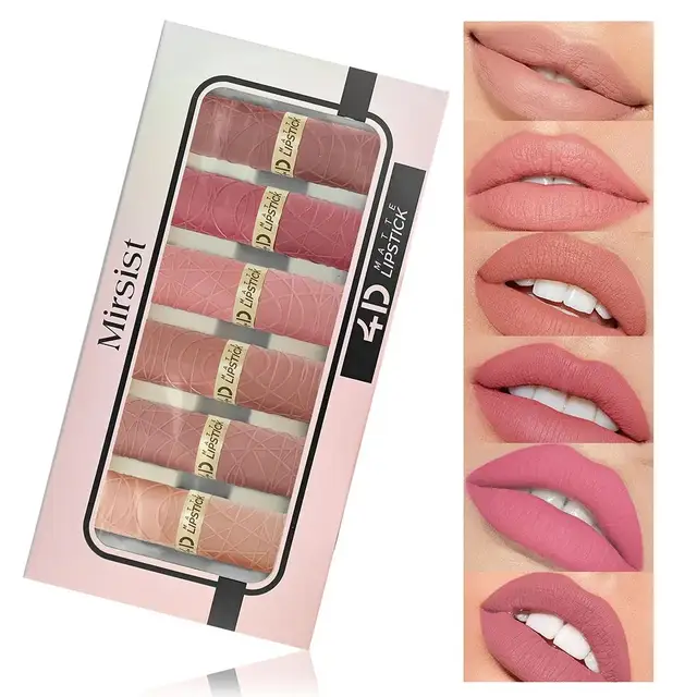 6Pcs Velvet Matte Lipstick Set Long Lasting Waterproof Lip Makeup Non Stick Moisturizing Lip Tint For Women Sexy Beauty 1