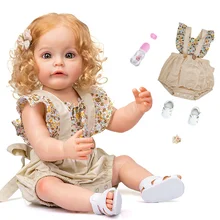 

55CM Reborn Toddler Girl Princess Sue-Sue Full body Silicone Baby Dolls Hand-detailed Paiting Rooted Hair Bath Toy for Girls