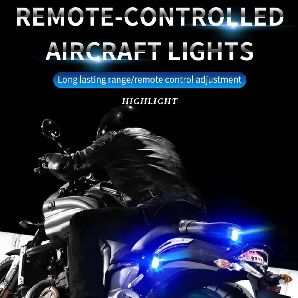 Lumière Stroboscopique LED Avec Télécommande Sans Fil, Pour Moto, Voiture, Vélo, Scooter, Lampe D'avertissement Anti-collision, Indicateur Flash