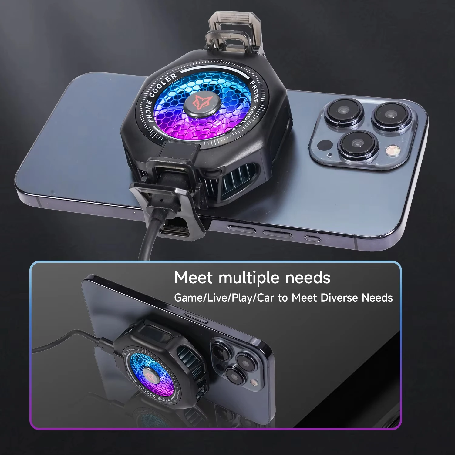 Sarafox X5 PRO 전화 라디에이터 WASP Funcooler RGB 자기/클립 2in1 IOS/안드로이드 용 슈퍼 냉각 스마트 Blackshark 전화 쿨러
