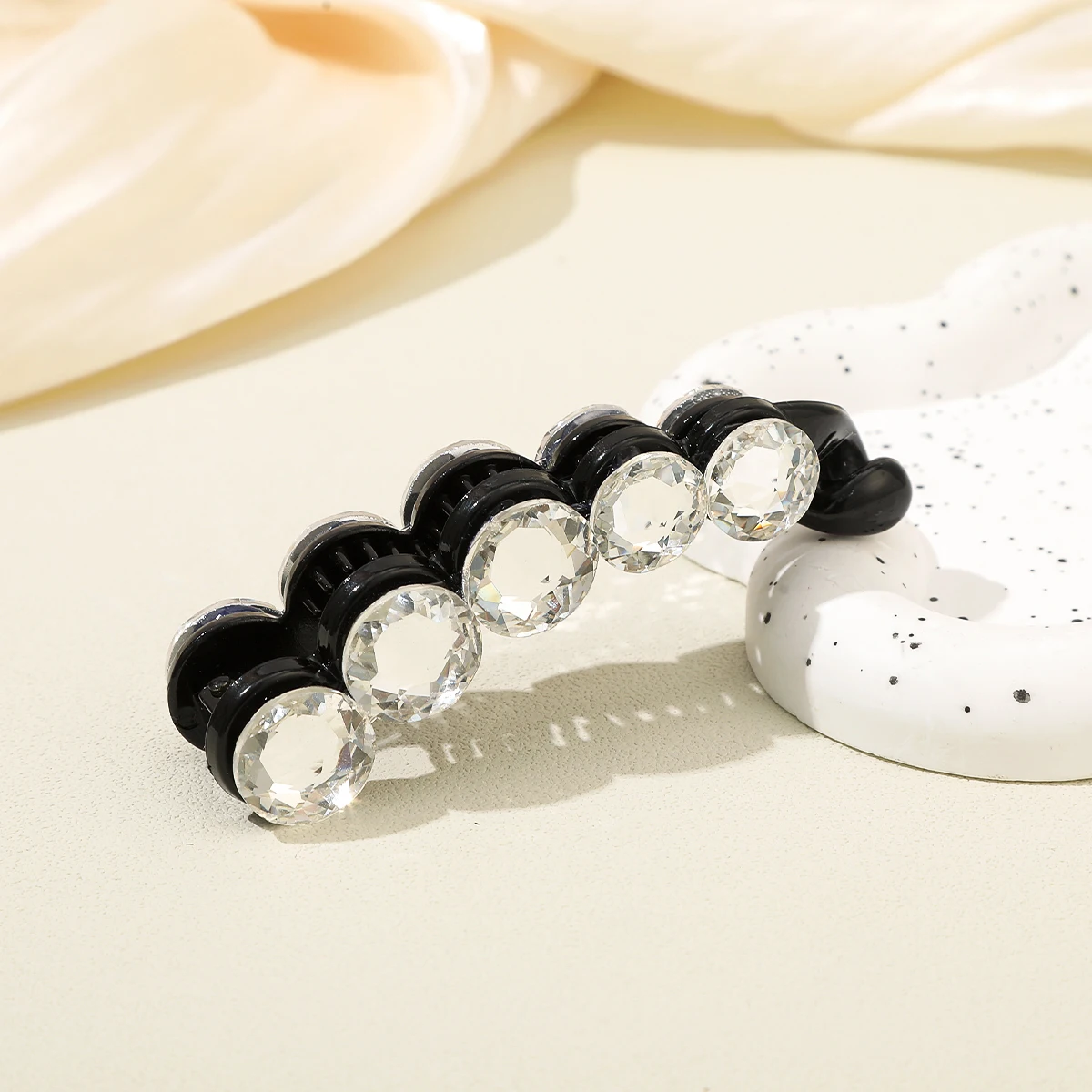 Pearl Rhinestone Banana Clip Hairpin Women Ponytail Vertical Clip Headwear Fashion Hair Accessories Festival Gift Dating Clip