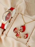 New 5pcs Set Watches Women Leather Band Ladies Watch Simple Casual Womens Analog WristWatch Bracelet Gift Montre Femme 1