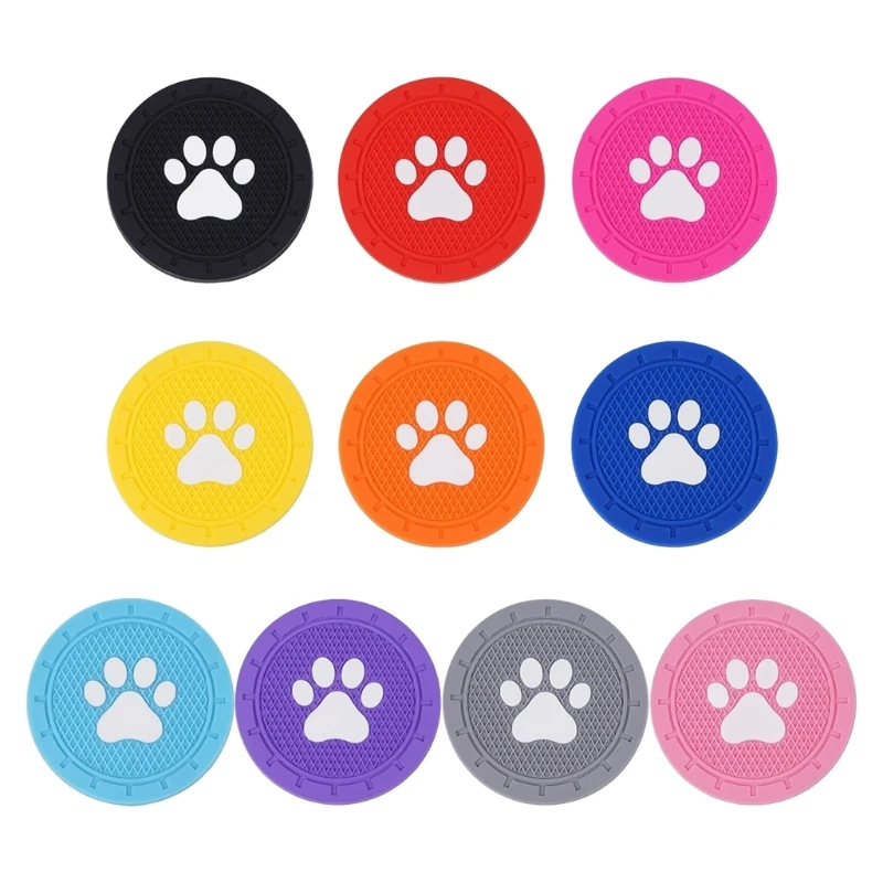 

Auto Interior Accessories Car Water Cup Holder Pad Silicone Mat Paw Pattern Embeded Bottle Holder Insert Pad F19A