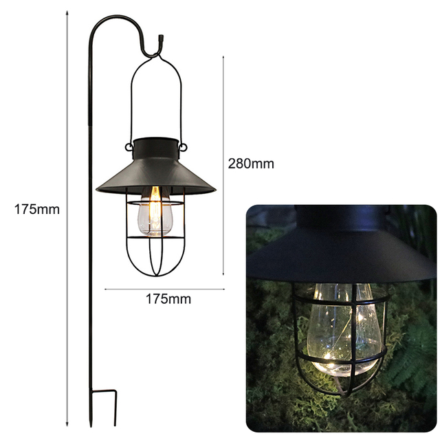 Solar Lantern Outdoor Hanging Solar Light Vintage Solar Lamp With Warm White Bulb For Garden Yard Patio Xmas Party Decor