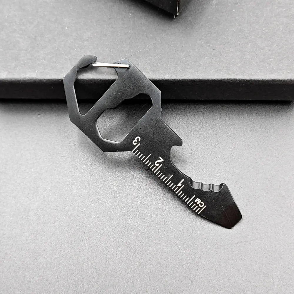Versatile Stainless Steel Keychain Multitool with Bottle Opener & Measuring Ruler