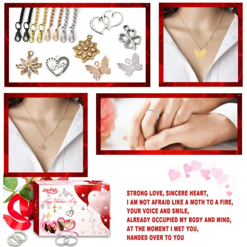 

DIY Jewelry Gift Valentine's Day Present Bracelet Necklace Making Accessory Valentine Advent Calendar Countdown Surprise Gift