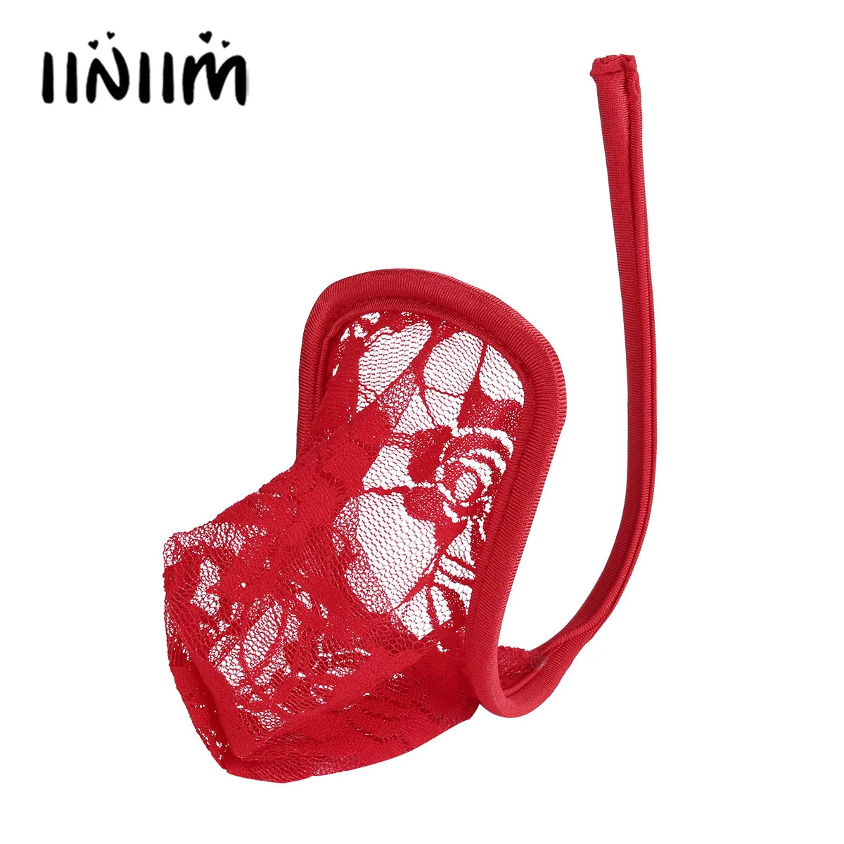 iiniim Mens Lingerie Male Underwear Sissy Gay Panties Floral Lace Jockstraps Bulge Pouch C-string Bikini Briefs Lingerie Underwear Underpants