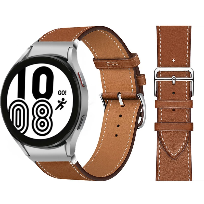 Undtagelse plakat Sæt tøj væk Leather Band Samsung Galaxy Watch 4 Classic 46mm 42mm 44mm 40mm Smartwatch  - Watchbands - Aliexpress