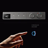 หรูหราปืนทองเหลืองสีเทาเพดานฝักบัวอาบน้ําอุณหภูมิคงที่ระบบจอแสดงผลดิจิตอล LED น้ําร้อนและเย็นฝังก๊อกน้ําห้องน้ํา 3