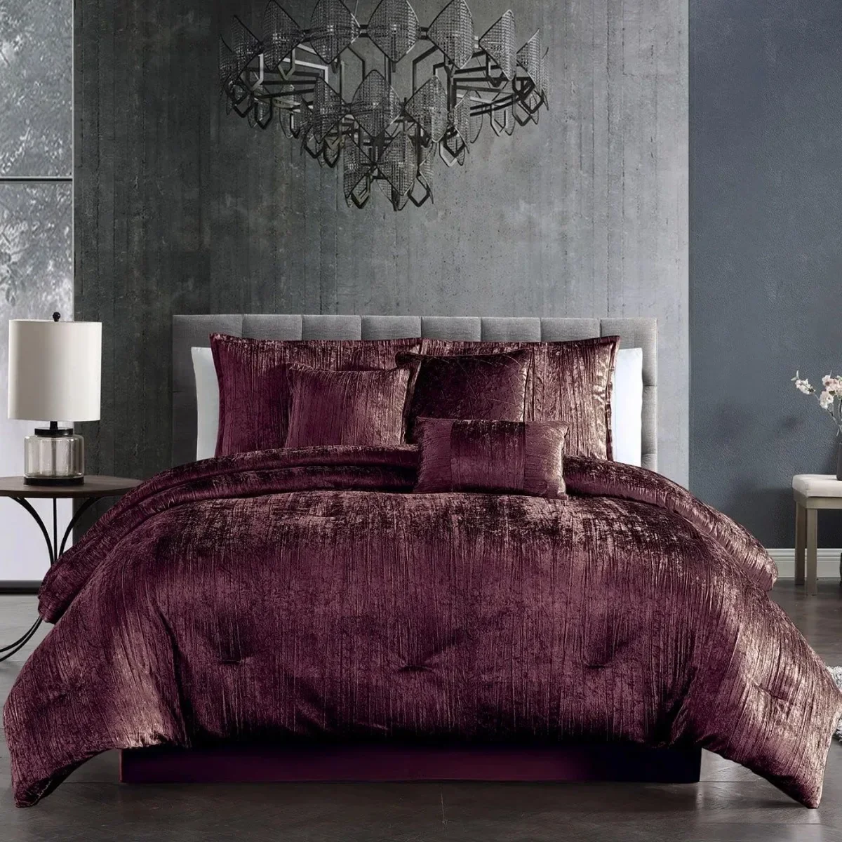 Riverbrook Home Turin Comforter Set, King, Plum, 7-Piece Set