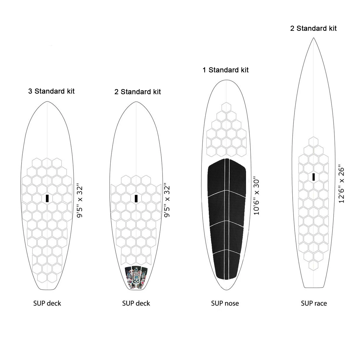 Hexagon Clear Surf Traction Pad Semi Clear Deck Pad for Surfboard DIY Surfing Accessories 4