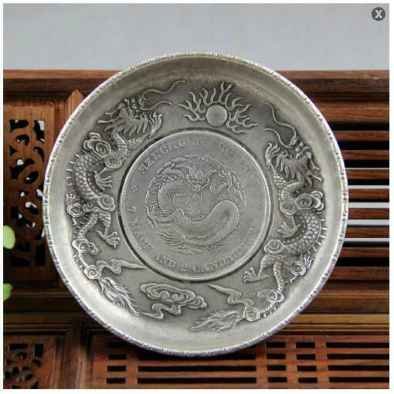 Tibetan silver  Cupronickel  Hand engraving  Guan Yu  Dragon  Pendant  Waist tag 