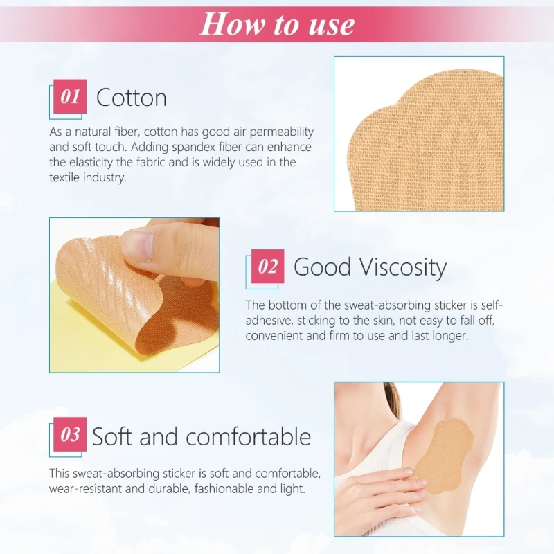 28 Pcs Armpit Sweat Pads for Women and Men Cotton Disposable Underarm Pads Sweat Absorption Comfortable Adhesive underarm sweat pads