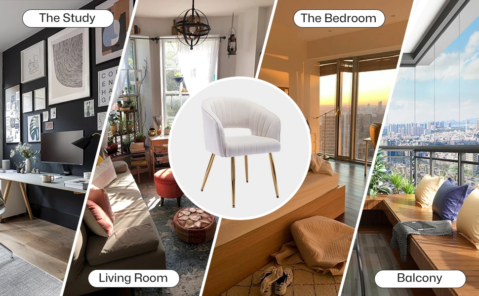 Description Picture 4 of itemHome Office Chair Velvet Desk Chair Accent Armchair Upholstered Modern Tufted Chairs Dining Chairs, Tufted Vanity Chairs