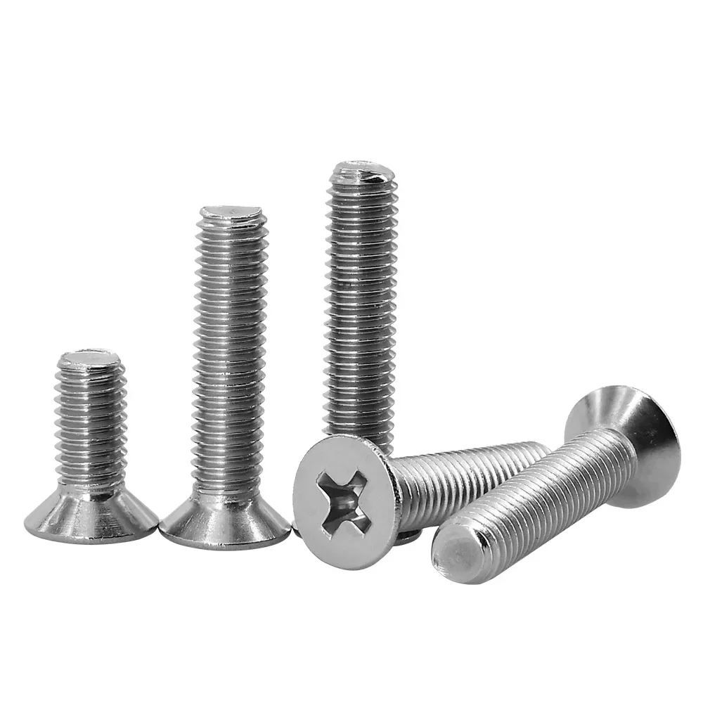 Stainless Steel Screws M1.6-M10 304 Stainless Steel Cross Phillips Flat Bolt Countersunk Head Furniture Screw Length 3-80mm