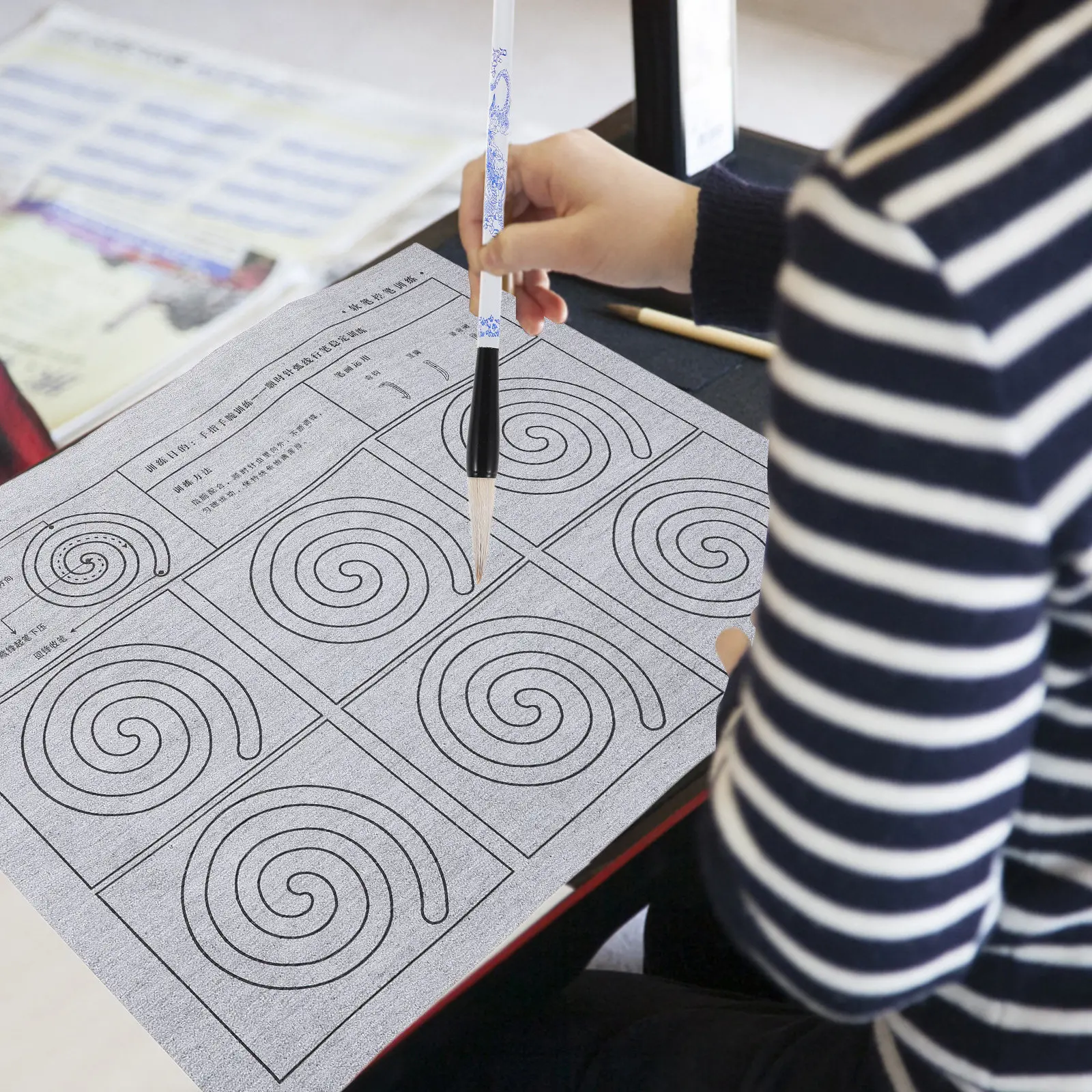 1 세트 중국 서예 물 쓰기 천 재사용 가능한 Xuan 종이 질감 연습 매트 초보자를위한 빠른 건조 휴대용 어린이