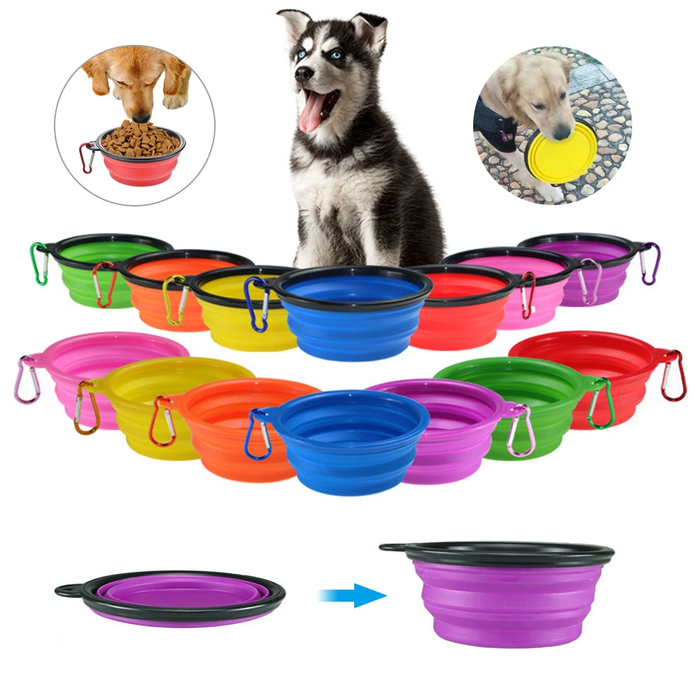 

Dog Travel Silicone Bowl Portable Foldable Collapsible Pet Cat Dog Food Water Feeding Travel Outdoor Bowl Pet Accessories