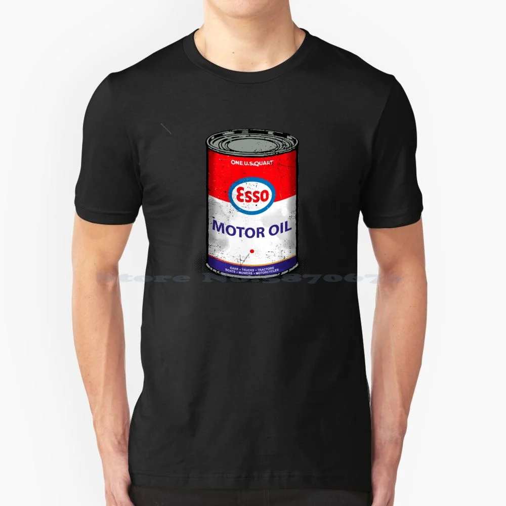 Esso Vintage Motor Oil Cans T Shirt 100% Cotone Tee Esso Motor Oil American Oil Company Stazioni Di Rifornimento Stazioni Di Servizio Old
