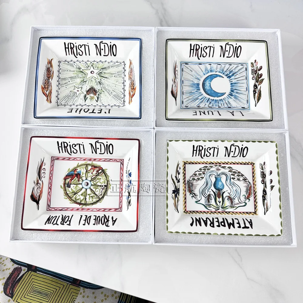 

Керамическая тарелка для хранения в европейском стиле, посуда, прямоугольная, высококачественная, для домашнего хранения, декоративная тарелка для суши