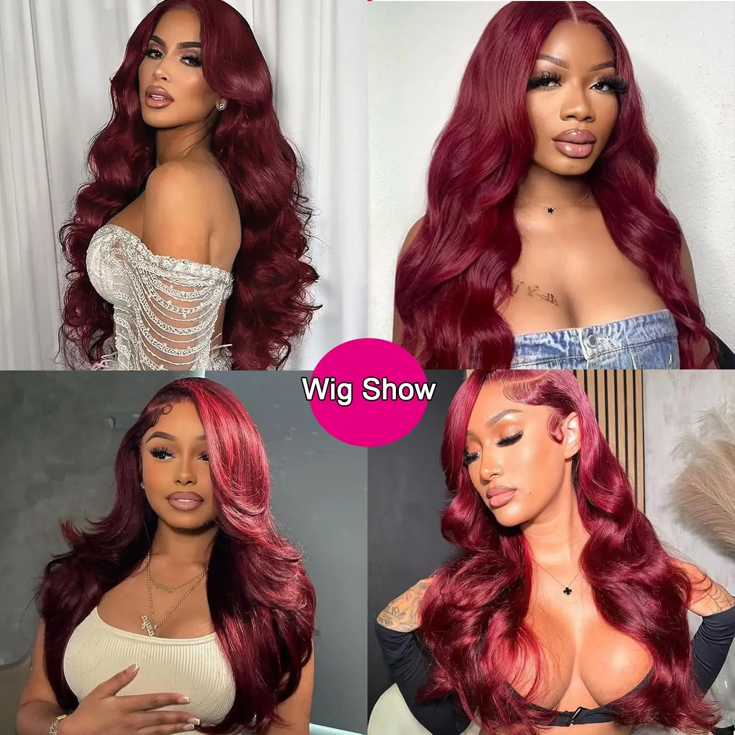 200% Density 99j Burgundy Body Wave Human Blended Hair 13X4 Lace Frontal Wigs for Women Pre Plucked Daily Party Wigs 28 Inch