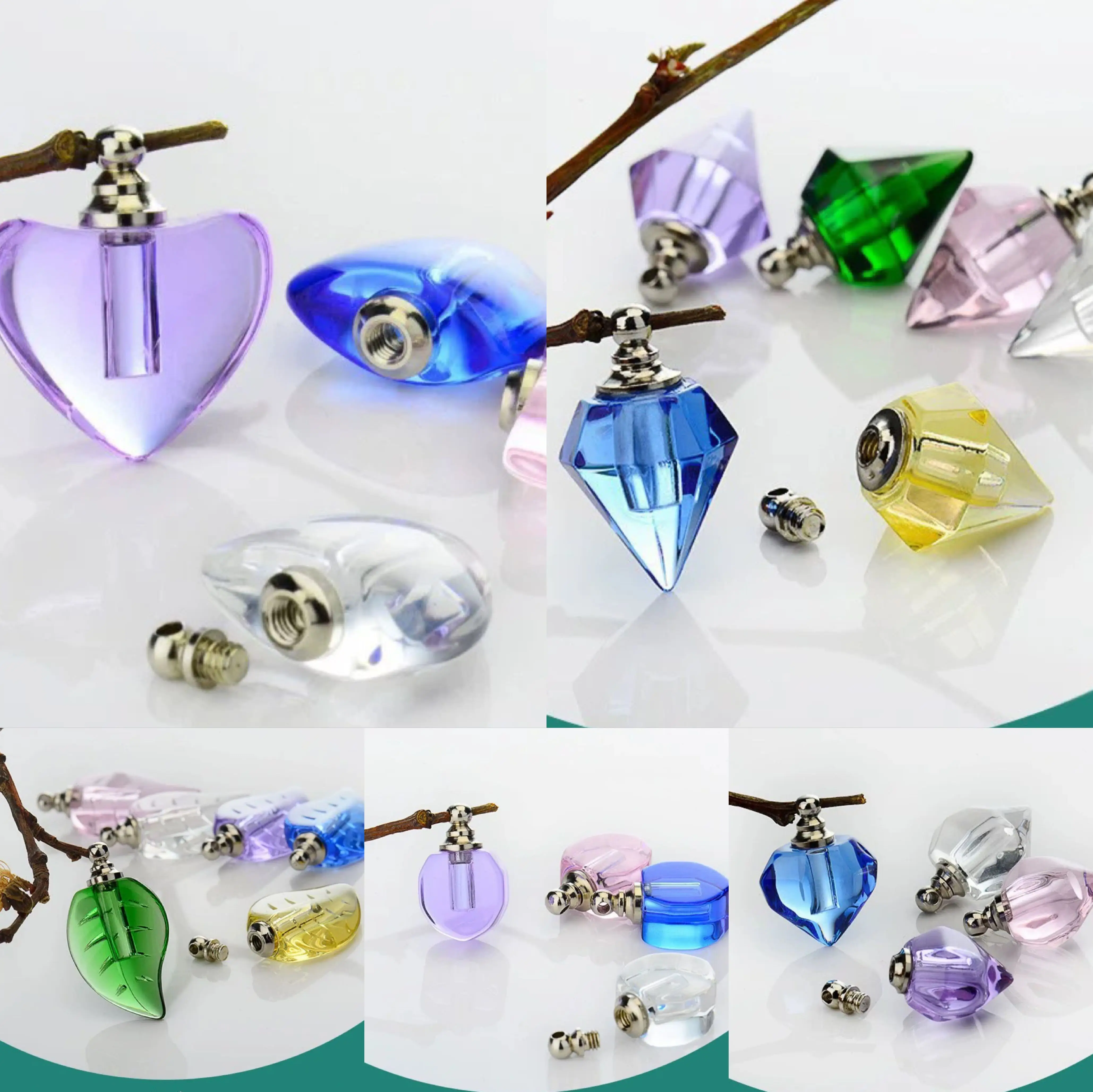 ccHuDE 2 Pcs Vial Necklace Pendants Mini Empty Bottle Pendants Clear Glass Bottle Charms Glass Tube Container Necklaces with Screw Cap