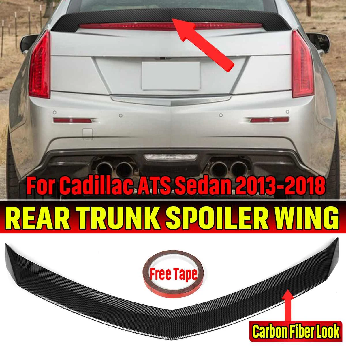 

New Car Rear Spoiler Wing Lip Extension For Cadillac ATS Sedan 2013-2018 Rear Lip Spoiler Rear Trunk Spoiler Lip Boot Wing Lip