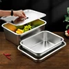 Thicken Stainless Steel Serving Tray with Lid Rectangle Metal Food Storage Plates Dish Cake Buffet Organizer Kitchen Container 1