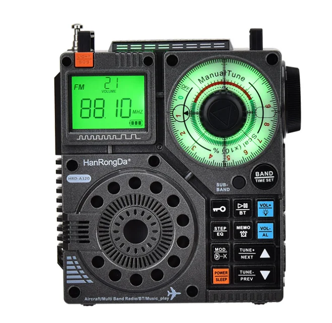 

Han rong Da HRD-A320 Portable AM FM Radio Receiver Ham Radio Emergency Amateur Shortwave Radio SW AIR Band VHF WB Alarm Clock