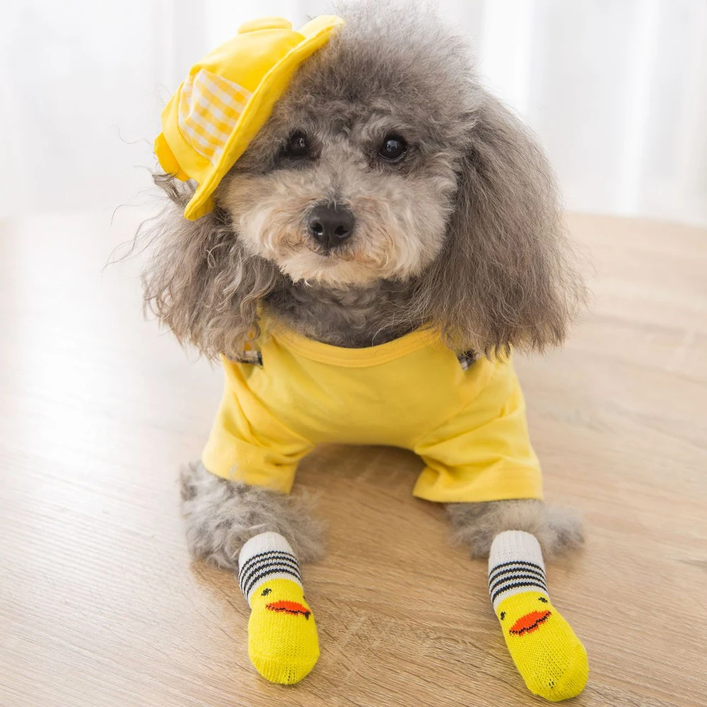 겨울 애완 동물 강아지 양말, 고양이 따뜻한 양말, 강아지 미끄럼 방지 양말 신발, 치와와 두꺼운 발 보호대 부티, 애완 동물 액세서리, 1 개 세트