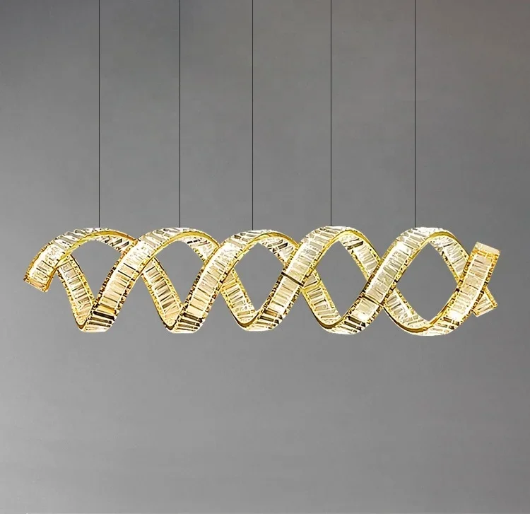 

Nordic Light Luxury Crystal Chandeliers & Pendant Lights Postmodern High-End Hotel Villa Restaurant Gold Ring Hanging Light