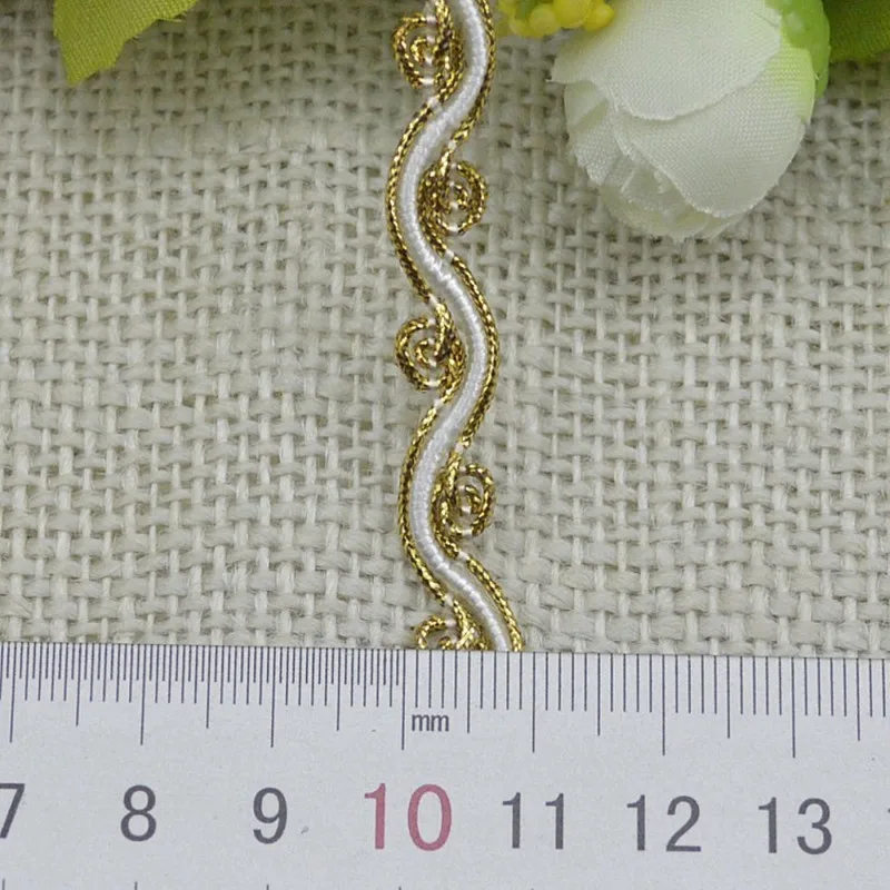 Lace Fabric 1M Gold Silver White Black Guipure Curve Ribbon Applique Sewing Trimmings