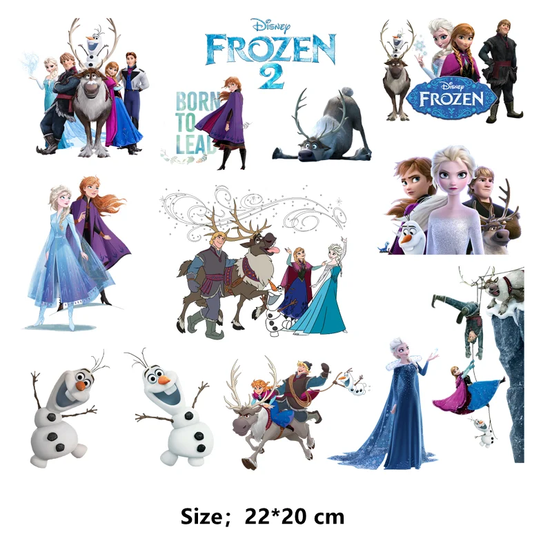 Parches de Frozen Elsa Anna Princess, pegatinas de transferencia