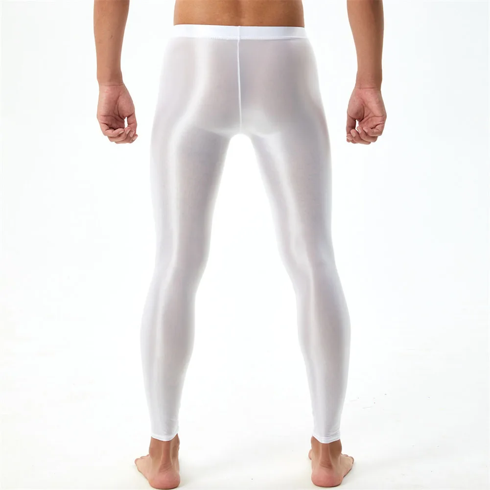 Men&lsquo;s Sexy Sheer Long Underwear Pants Tight Leggings Silky Skinny Underpants Seamless Breathable Elastic Pantyhose Tights Pants